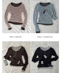 シースルーレイヤード長袖Tシャツ(11color)