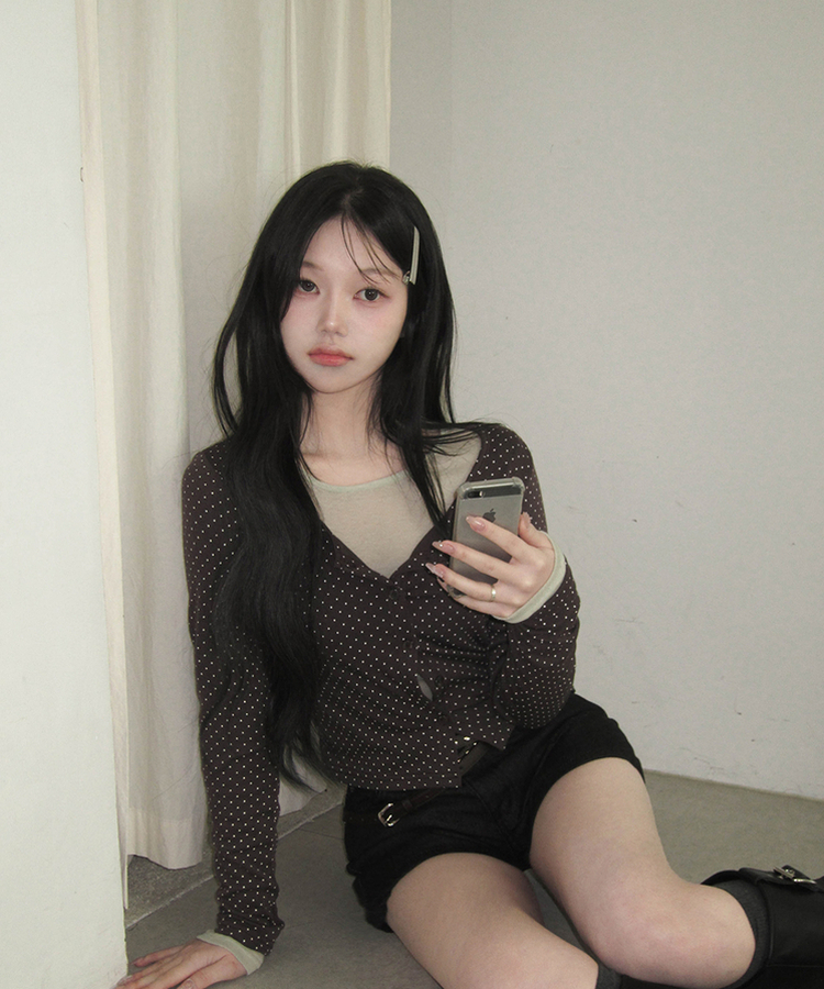 シースルーレイヤード長袖Tシャツ(11color) LIGHT GREEN