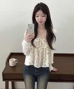 【SET】フラワーキャミソール 長袖カーディガン IVORY