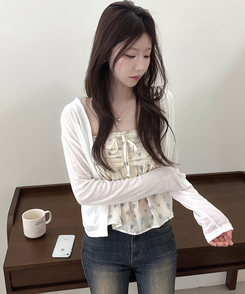 【SET】フラワーキャミソール 長袖カーディガン IVORY