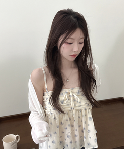 【SET】フラワーキャミソール 長袖カーディガン IVORY