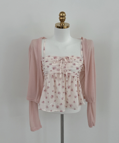 【SET】フラワーキャミソール 長袖カーディガン