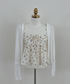 【SET】フラワーキャミソール 長袖カーディガン