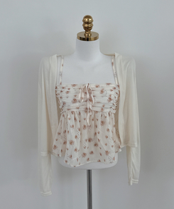 【SET】フラワーキャミソール 長袖カーディガン