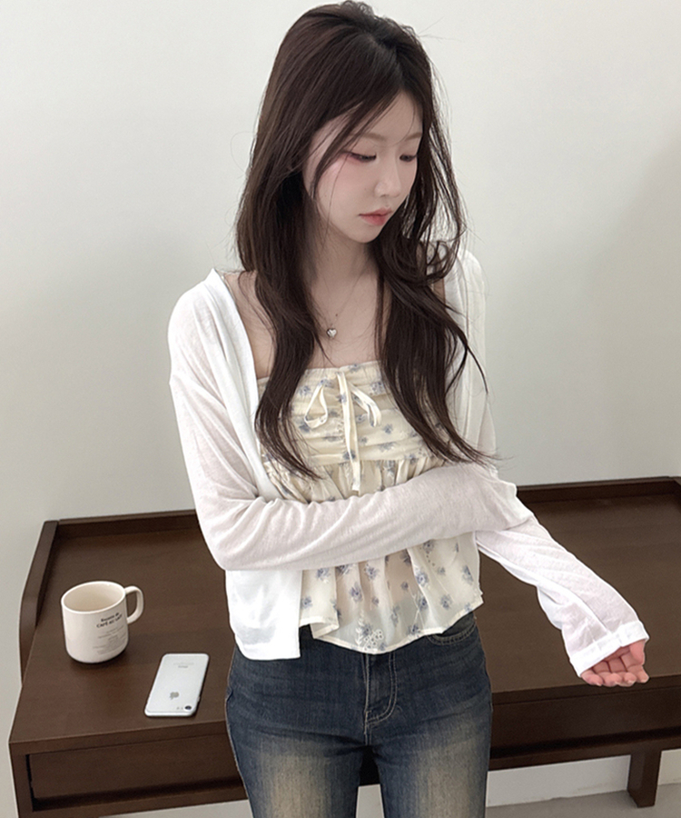 【SET】フラワーキャミソール 長袖カーディガン IVORY