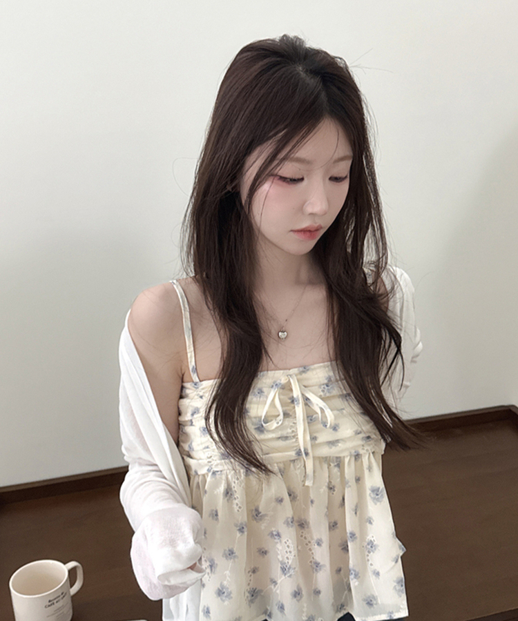 【SET】フラワーキャミソール 長袖カーディガン IVORY