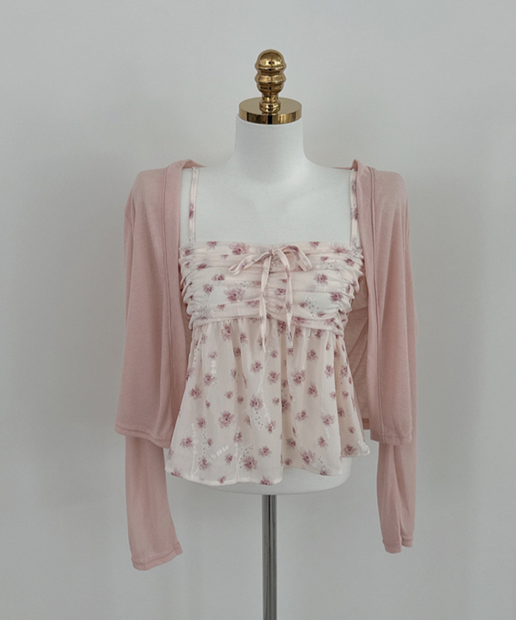 【SET】フラワーキャミソール 長袖カーディガン