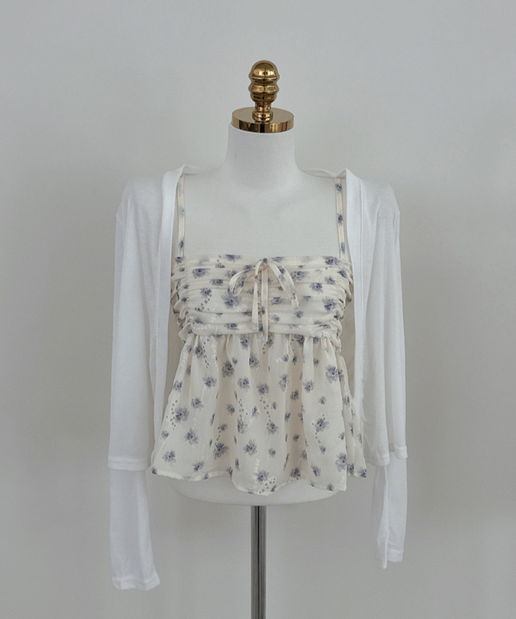 【SET】フラワーキャミソール 長袖カーディガン