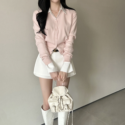 Vネック長袖カーディガン(9color) PINK