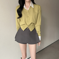 Vネック長袖カーディガン(9color) DEEP OLIVE