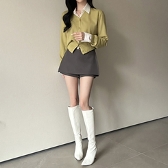 Vネック長袖カーディガン(9color) DEEP OLIVE