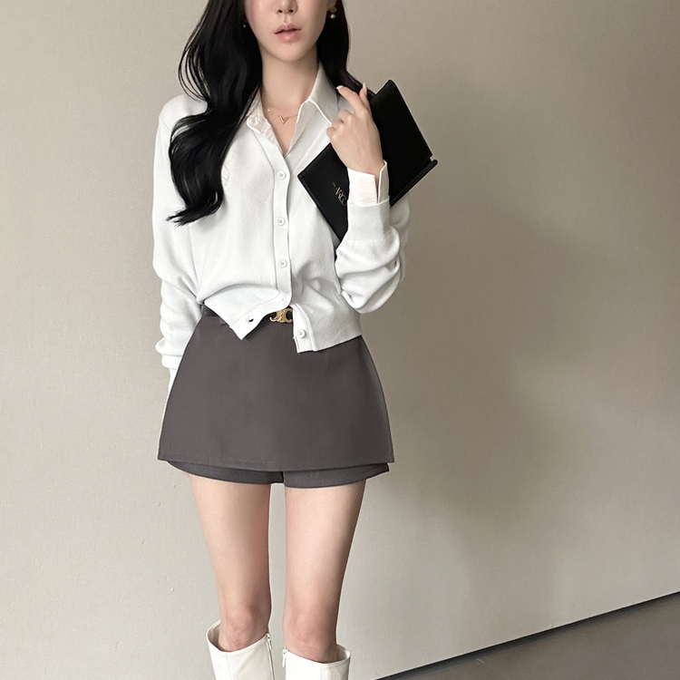 Vネック長袖カーディガン(9color) SKY MINT