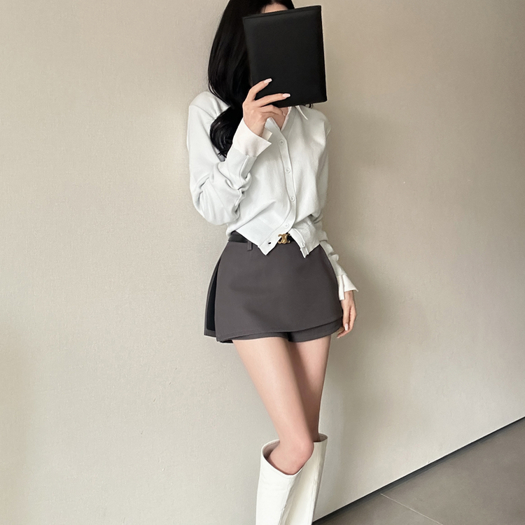 Vネック長袖カーディガン(9color) SKY MINT