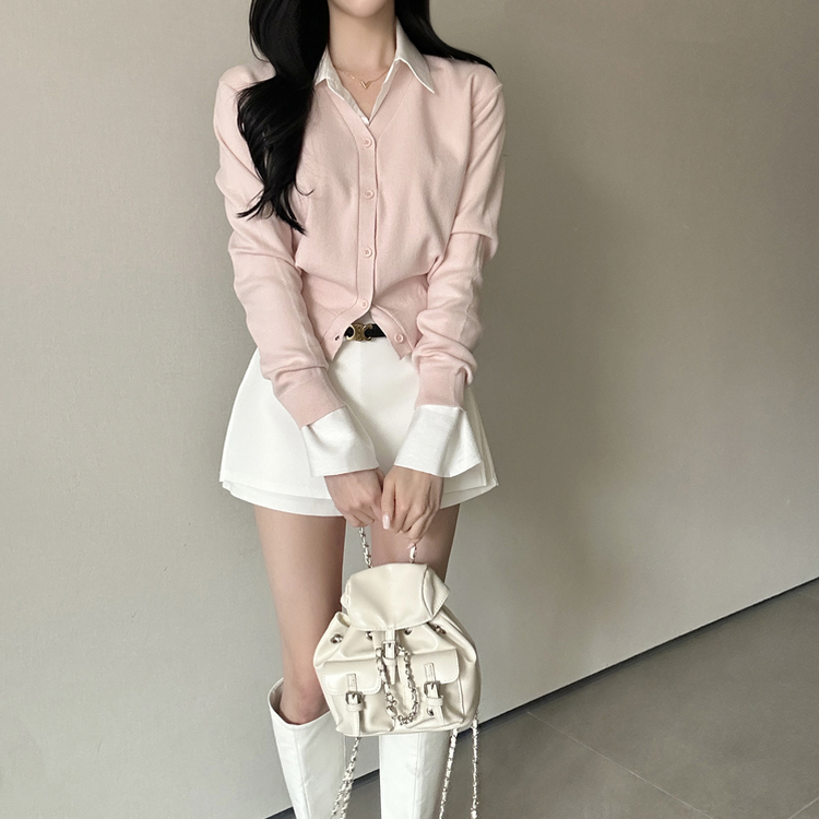 Vネック長袖カーディガン(9color) PINK