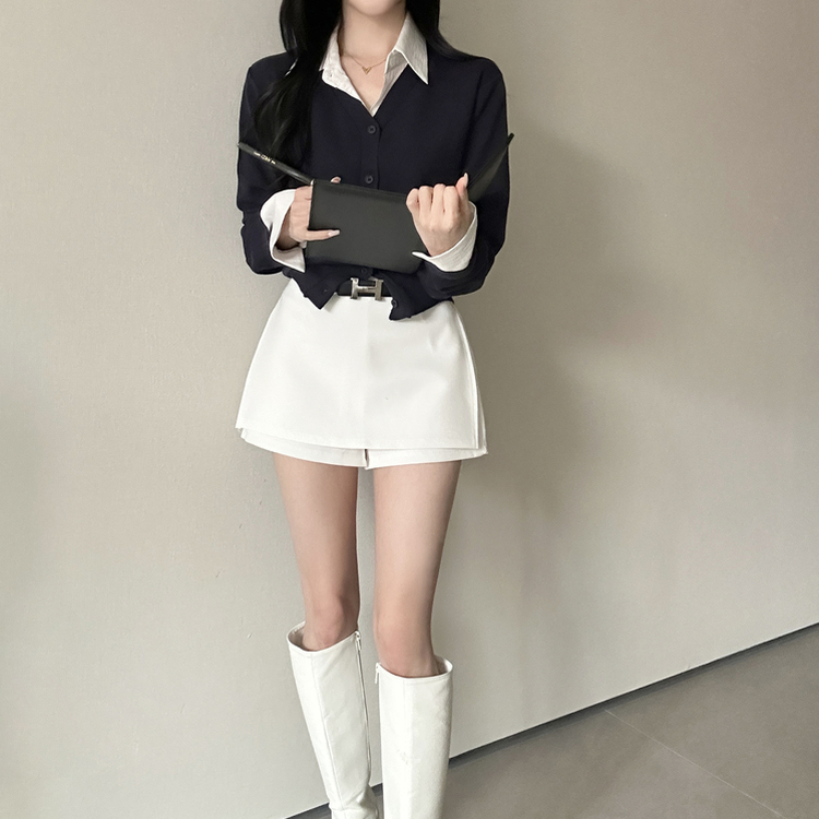 Vネック長袖カーディガン(9color) DEEP NAVY