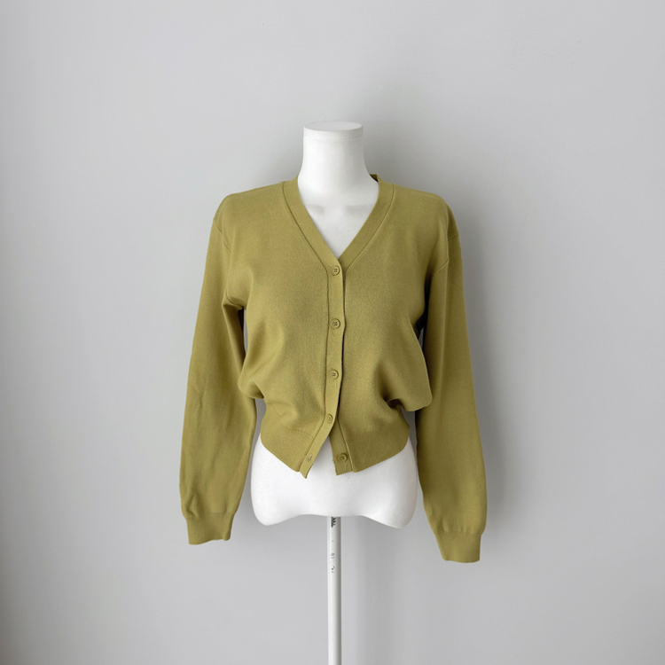 Vネック長袖カーディガン(9color)