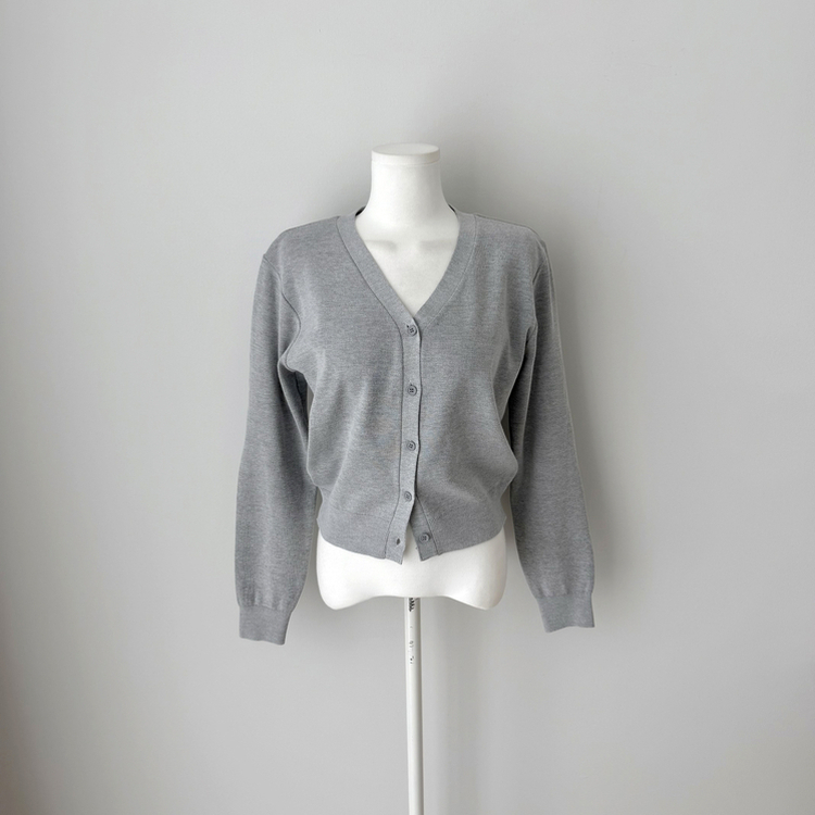 Vネック長袖カーディガン(9color)