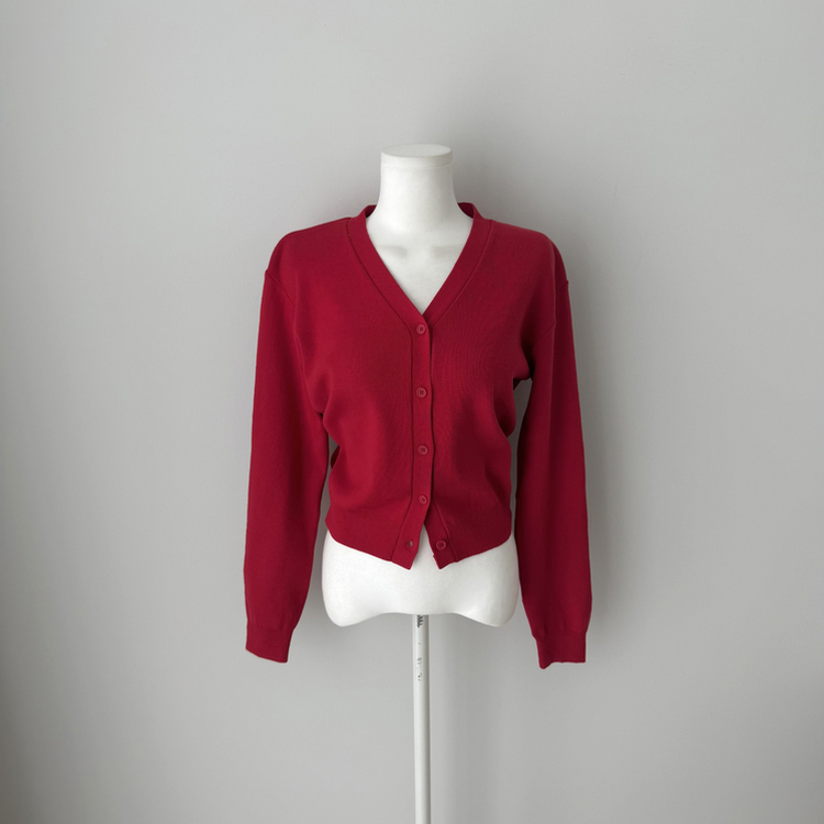 Vネック長袖カーディガン(9color)