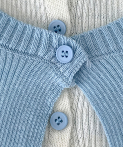 一体型ボタン長袖リブニットカーディガン