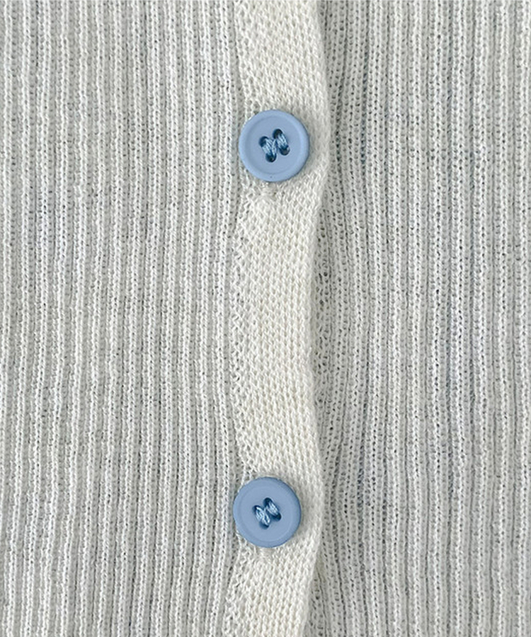 一体型ボタン長袖リブニットカーディガン