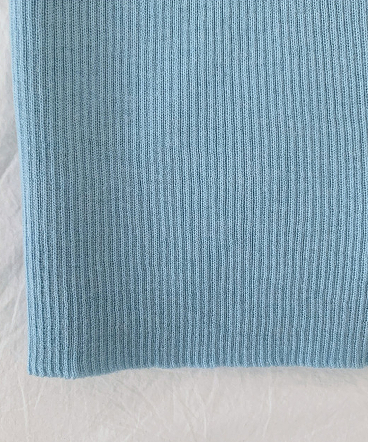 一体型ボタン長袖リブニットカーディガン