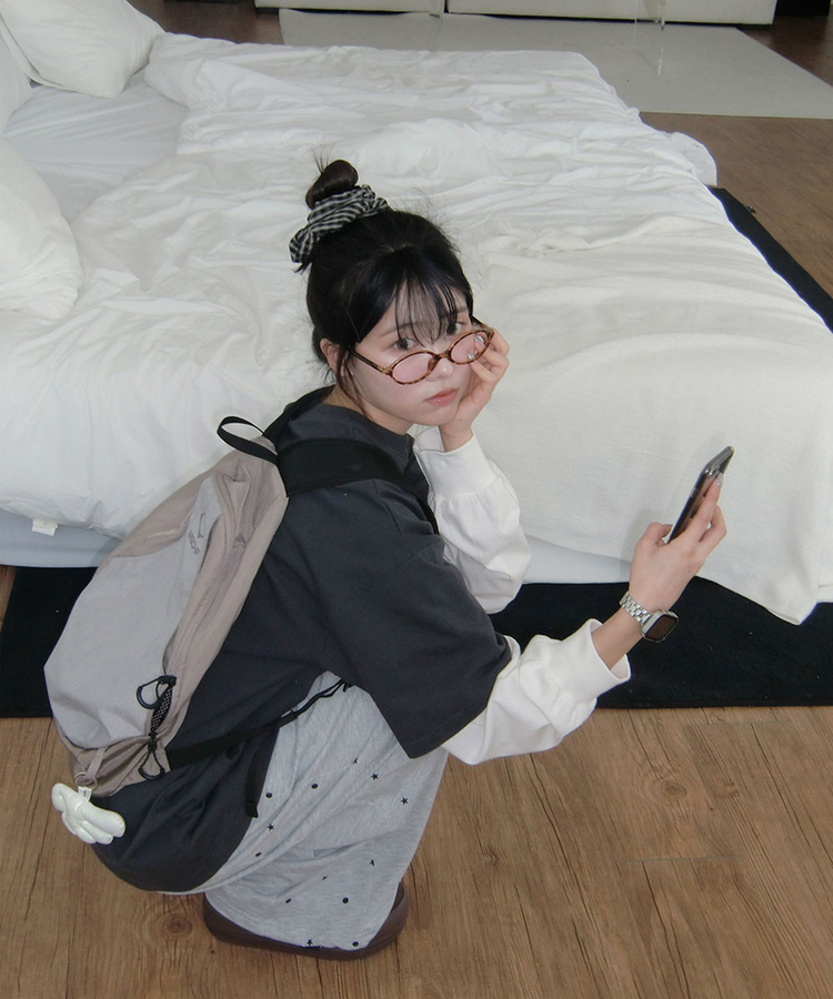 컨느 사이드 도트 스타 패턴 밴딩 절개 와이드 트레이닝 팬츠 봄신상 봄팬츠 멜란지그레이