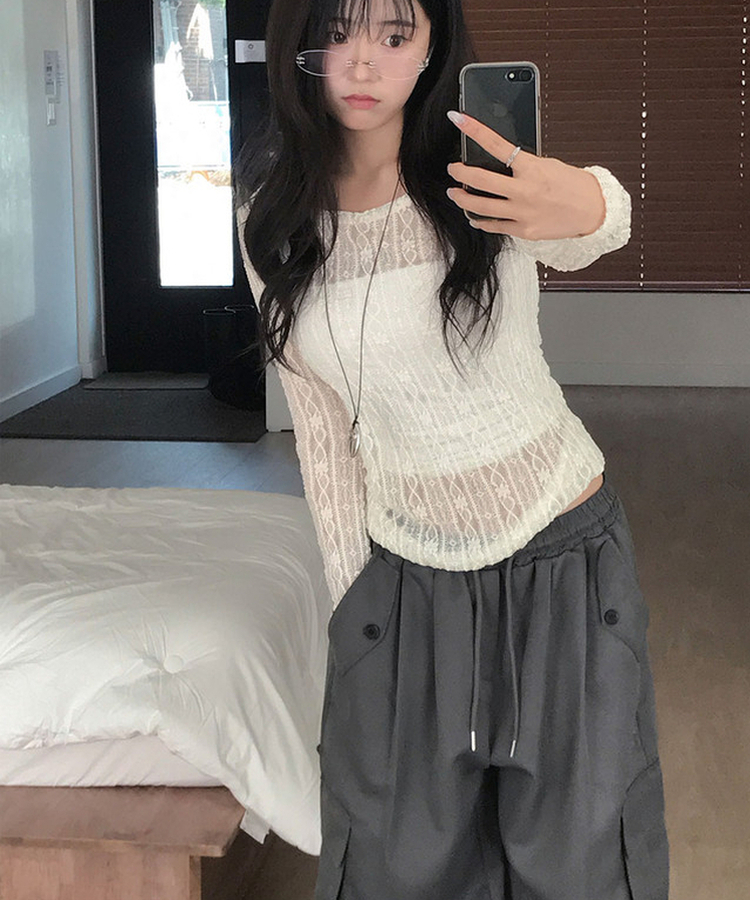 가 다임 패러슈트 핀턱 카고 포켓 와이드 밴딩 팬츠 봄신상 봄팬츠 데일리 차콜