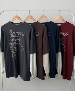レイヤードレタリングTシャツ