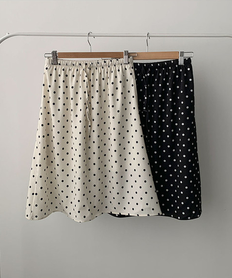 ドットバンディングフリルミディスカート