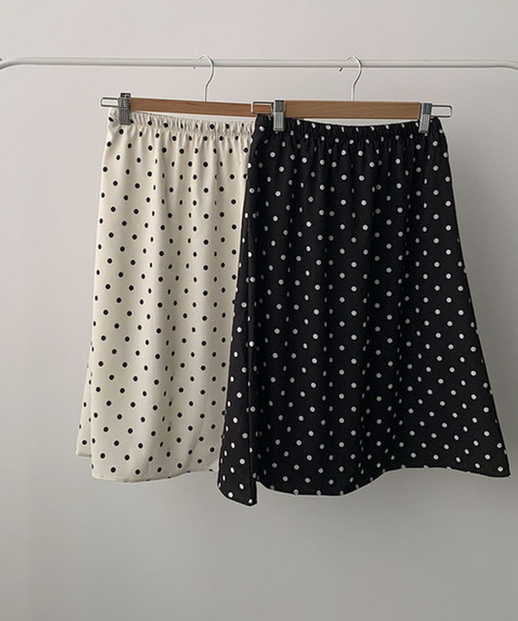 ドットバンディングフリルミディスカート