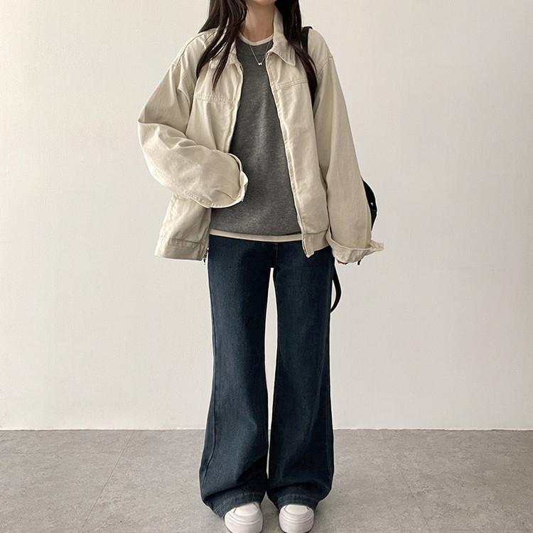 【丈別】ライトウォッシュドデニムパンツ GRAYISH BLUE