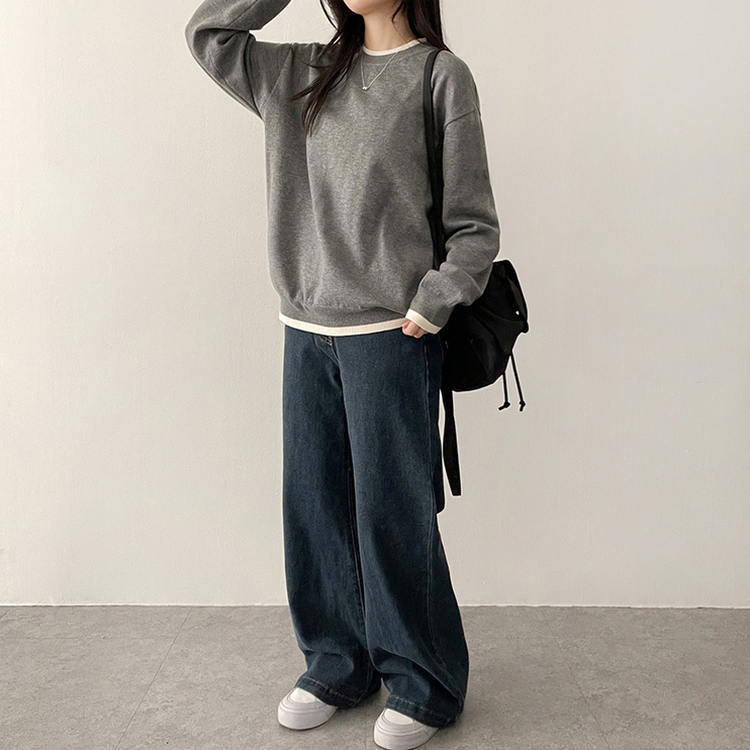 【丈別】ライトウォッシュドデニムパンツ GRAYISH BLUE