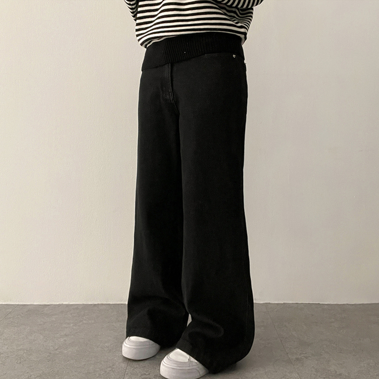 【丈別】ライトウォッシュドデニムパンツ BLACK