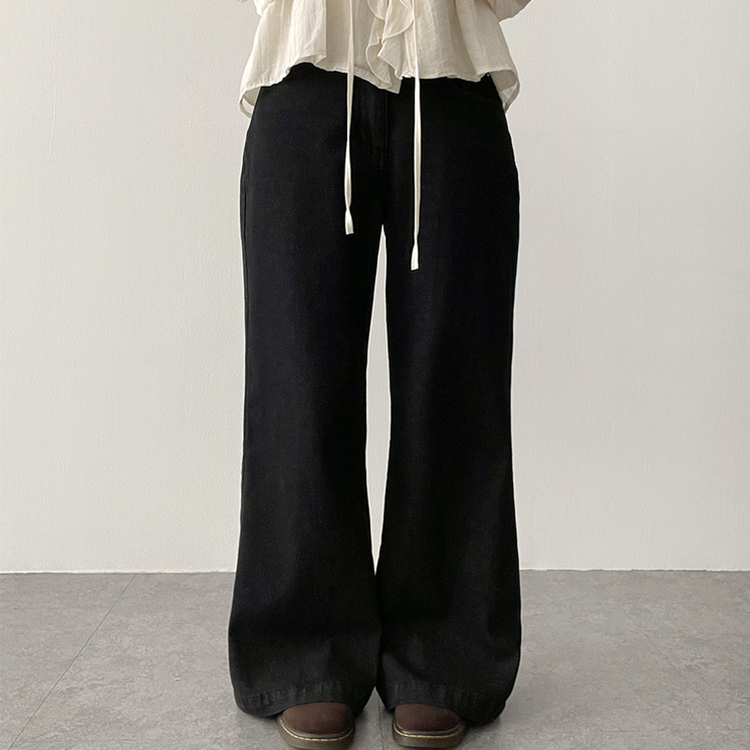 【丈別】ライトウォッシュドデニムパンツ BLACK