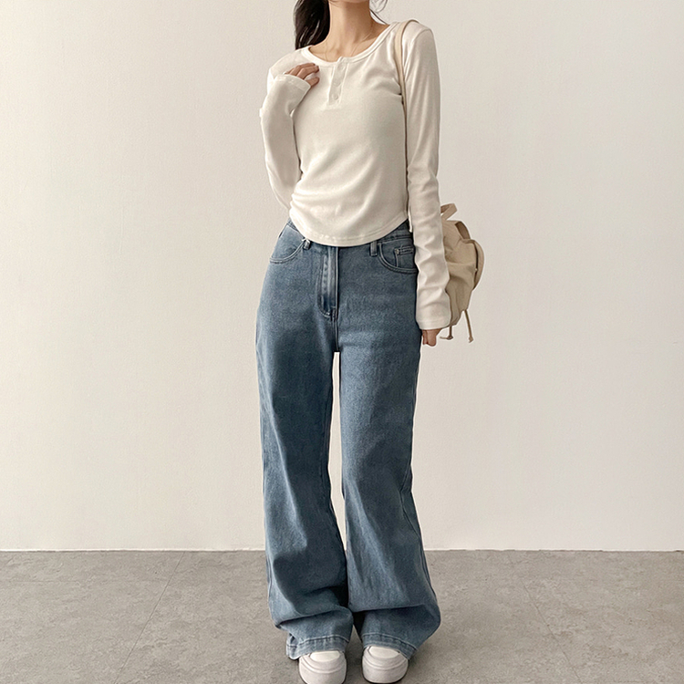 【丈別】ライトウォッシュドデニムパンツ MID DENIM