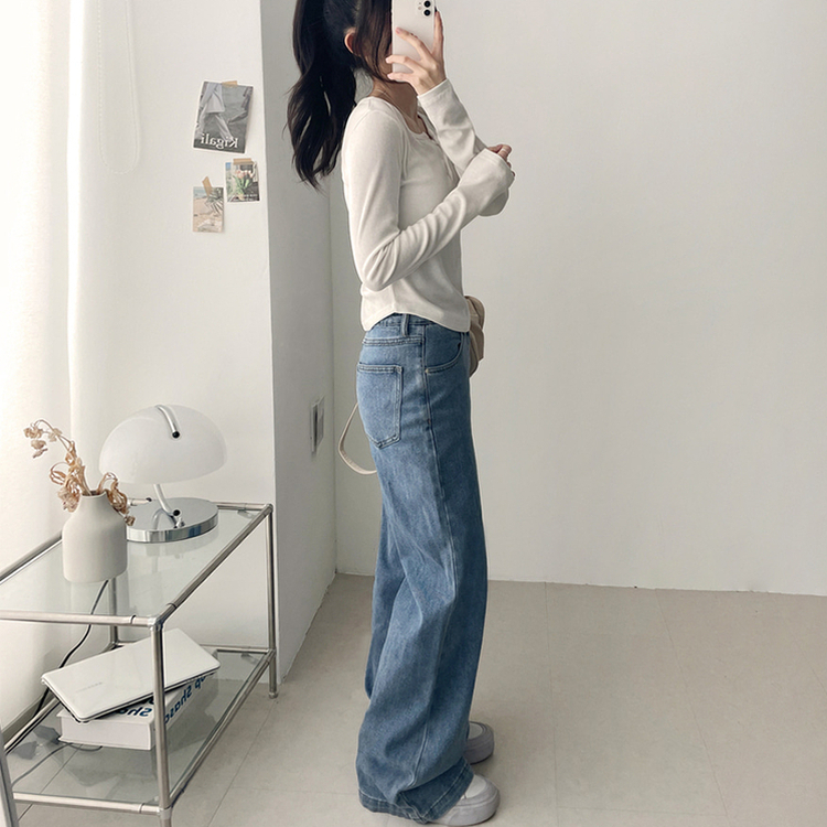 【丈別】ライトウォッシュドデニムパンツ MID DENIM