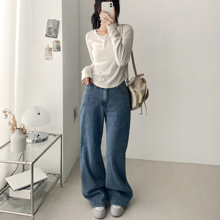 【丈別】ライトウォッシュドデニムパンツ MID DENIM