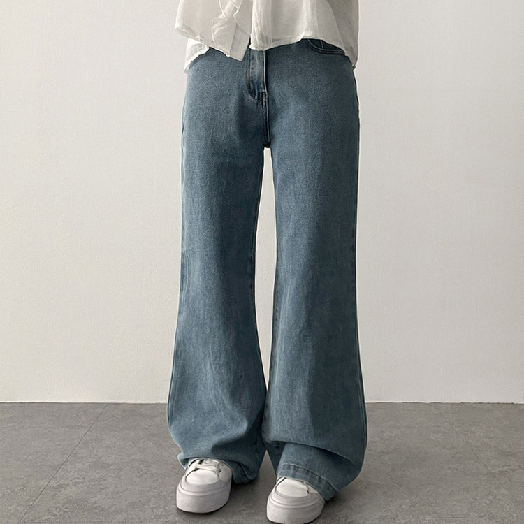 【丈別】ライトウォッシュドデニムパンツ MID DENIM