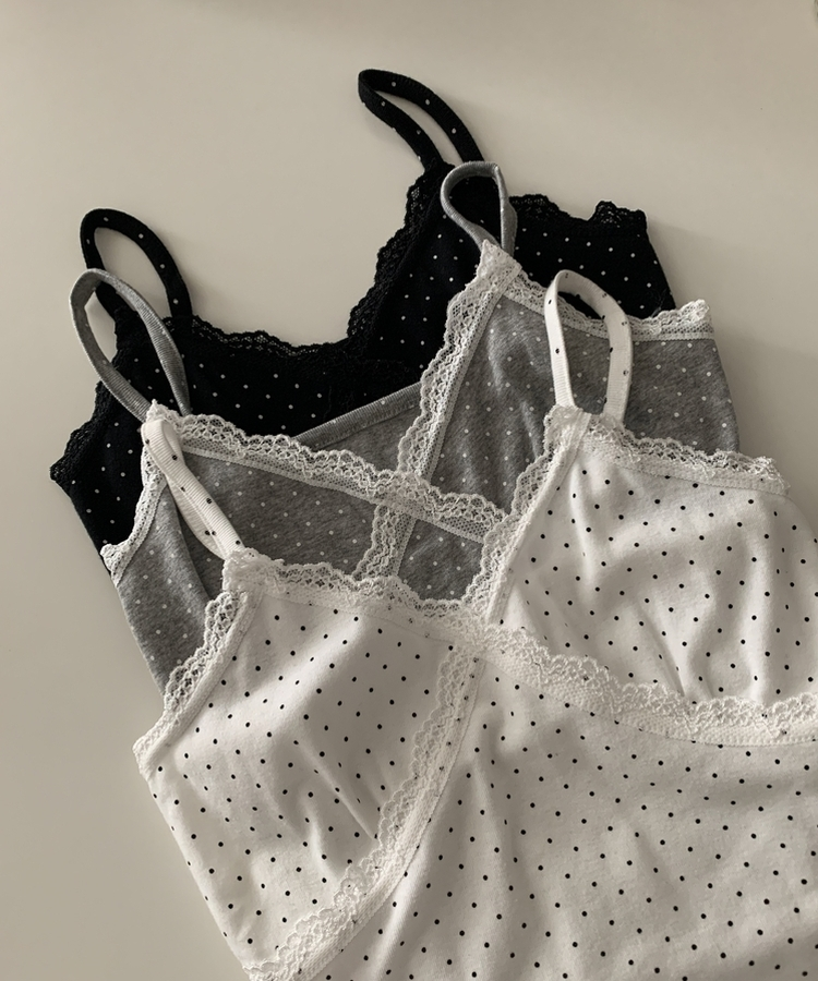 레이스 슬리브리스 끈나시 3color