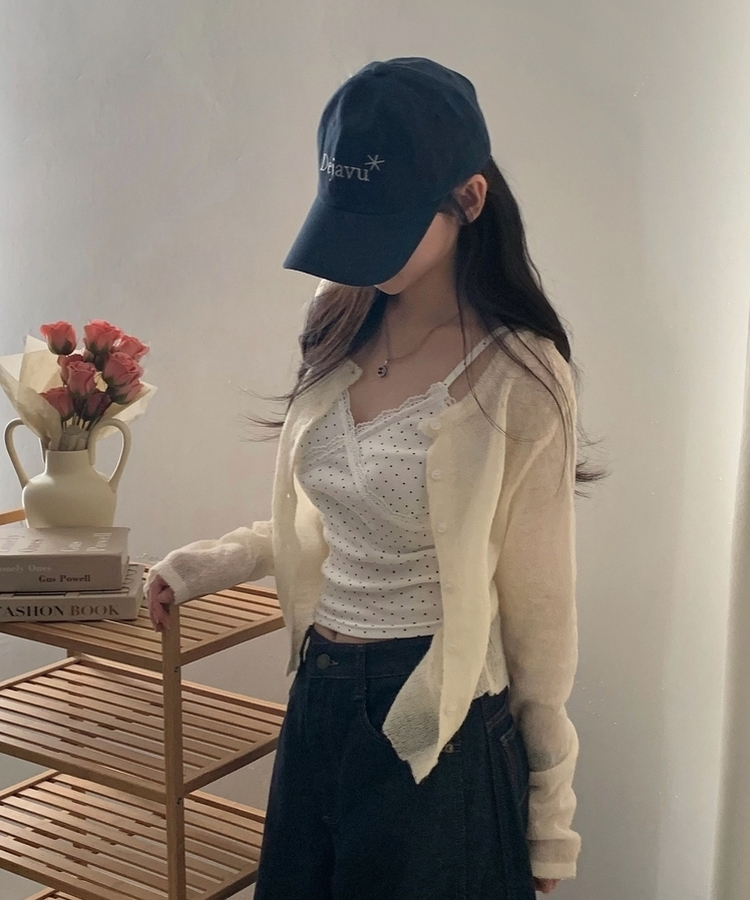 레이스 슬리브리스 끈나시 3color 아이보리