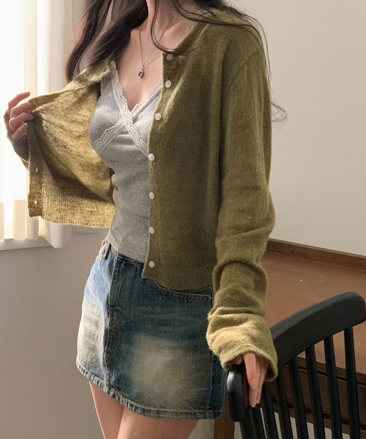 레이스 슬리브리스 끈나시 3color 그레이