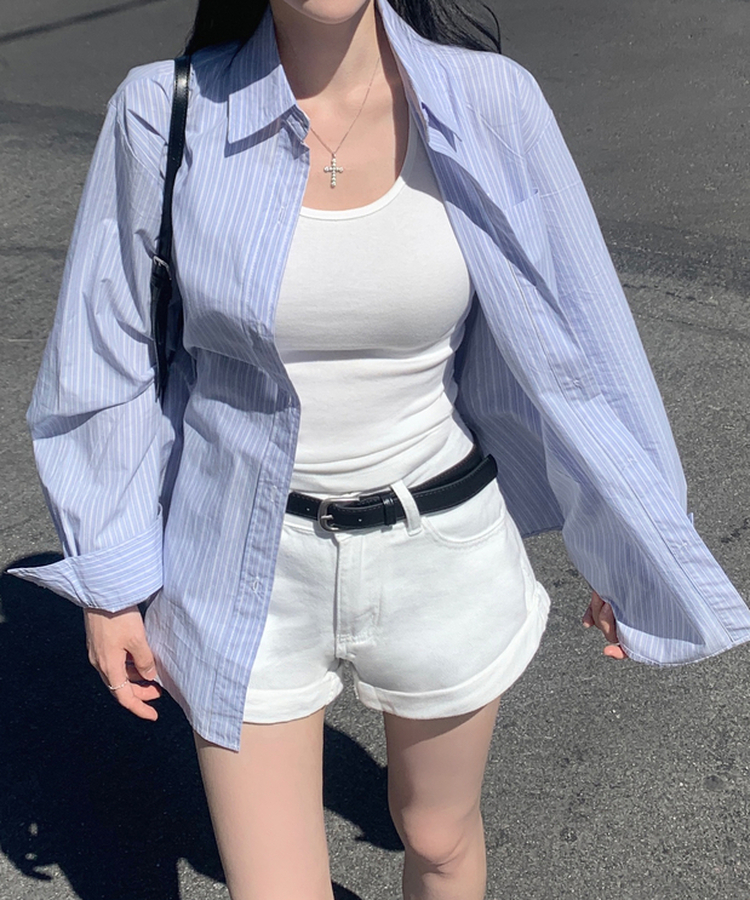 레크 스트라이프 셔츠 남방 포켓 오버핏 단가라 데일리룩 캐주얼룩 개강룩 출근룩 레이어드 사계절템 봄신상봄코디 소라
