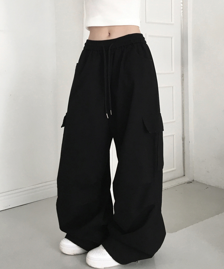 カジュアルカーゴワイドパンツ BLACK