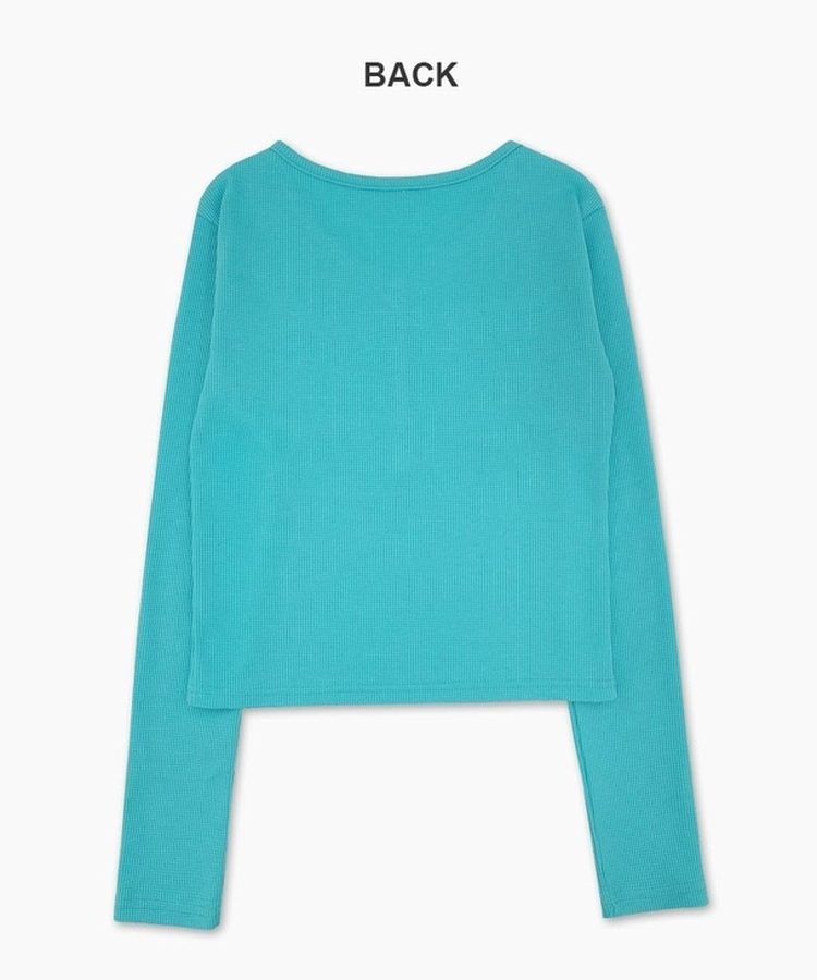 ヘンリーネックボタンワッフル長袖Tシャツ(5color)