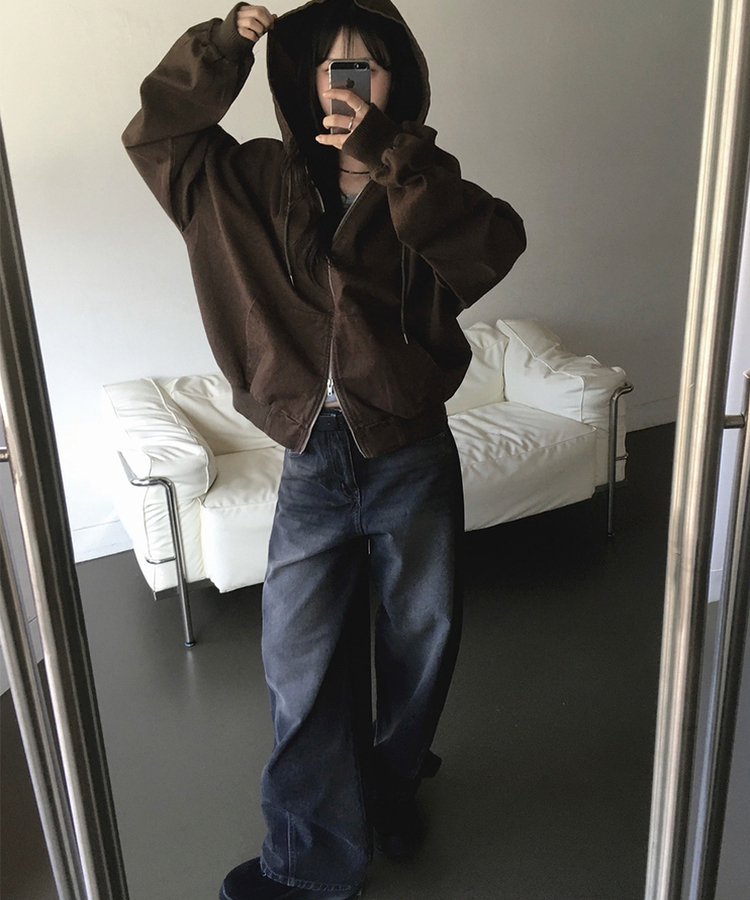 ウォッシュバルーンワイドデニムパンツ(5color) DEEP BLUE