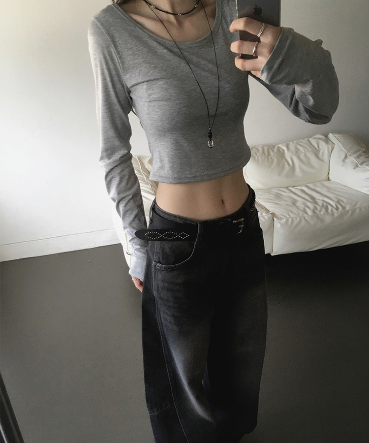 ウォッシュバルーンワイドデニムパンツ(5color) BLACK DENIM