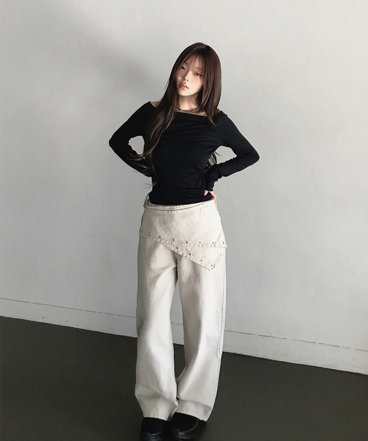 アイレットレイヤードスカートパンツ LIGHT BEIGE