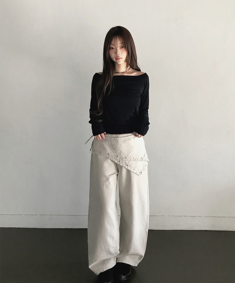 アイレットレイヤードスカートパンツ LIGHT BEIGE