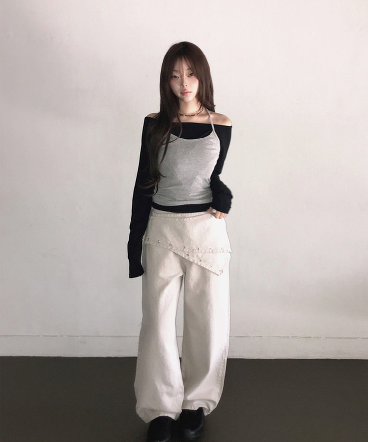 アイレットレイヤードスカートパンツ LIGHT BEIGE