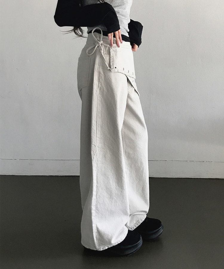 アイレットレイヤードスカートパンツ LIGHT BEIGE